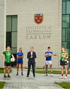 14 June 2021; Cormac O’Toole, IT Carlow Vice President for Corporate Affairs, with, from left, Meath footballer Joey Wallace, Laois ladies footballer Fiona Dooley, Laois footballer Trevor Collins, and Carlow camogie player Ciara Kavanagh at IT Carlow GPA Scholarship 2021 Launch at IT Carlow, Moanacurragh in Carlow. Photo by Eóin Noonan/Sportsfile