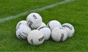 13 June 2021; A selection of 'O'Neills footballs' on the grass before the Allianz Football League Division 1 Relegation play-off match between Monaghan and Galway at St. Tiernach’s Park in Clones, Monaghan. Photo by Ray McManus/Sportsfile