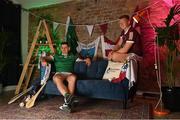 14 June 2021; #HurlingToTheCore ambassador Gearóid Hegarty of Limerick, left, and Joe Canning of Galway at the launch of the second series of Bord Gáis Energy’s GAAGAABox, which features the most passionate hurling fans across the country filmed in their front-rooms as they experience the agony and ecstasy of following their counties’ fortunes from home. You can watch GAAGAABox on Bord Gáis Energy’s #HurlingToTheCore YouTube channel throughout the Senior Hurling Championship. Photo by Brendan Moran/Sportsfile