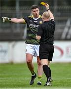 13 June 2021; Meath goalkeeper Andrew Colgan is shown the yellow card by referee Barry Cassidy during the Allianz Football League Division 2 semi-final match between Kildare and Meath at St Conleth's Park in Newbridge, Kildare. Photo by Piaras Ó Mídheach/Sportsfile
