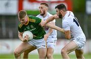 13 June 2021; Mathew Costello of Meath is tackled by Neil Flynn and Fergal Conway, right, of Kildare during the Allianz Football League Division 2 semi-final match between Kildare and Meath at St Conleth's Park in Newbridge, Kildare. Photo by Piaras Ó Mídheach/Sportsfile