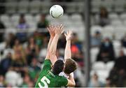 13 June 2021; Donal Keogan of Meath in action against Kevin Feely of Kildare during the Allianz Football League Division 2 semi-final match between Kildare and Meath at St Conleth's Park in Newbridge, Kildare. Photo by Piaras Ó Mídheach/Sportsfile