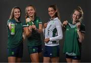 18 June 2021; Team Ireland rowers at the official announcement of the squad who will compete at the Tokyo 2020 Olympics. The rowing team was the first group of Team Ireland athletes to collect their kit bags ahead of the Games. Pictured, from left, are Aifric Keogh, Eimear Lambe, Fiona Murtagh and Emily Hegarty. Photo by Seb Daly/Sportsfile