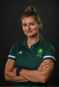 18 June 2021; Team Ireland rowers at the official announcement of the squad who will compete at the Tokyo 2020 Olympics. The rowing team was the first group of Team Ireland athletes to collect their kit bags ahead of the Games. Pictured is Monika Dukarska. Photo by Seb Daly/Sportsfile