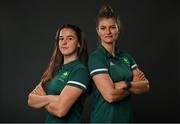 18 June 2021; Team Ireland rowers at the official announcement of the squad who will compete at the Tokyo 2020 Olympics. The rowing team was the first group of Team Ireland athletes to collect their kit bags ahead of the Games. Pictured are Aileen Crowley, left, and Monika Dukarska. Photo by Seb Daly/Sportsfile