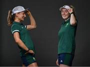 18 June 2021; Team Ireland rowers at the official announcement of the squad who will compete at the Tokyo 2020 Olympics. The rowing team was the first group of Team Ireland athletes to collect their kit bags ahead of the Games. Pictured are Margaret Cremen, left, and Aoife Casey. Photo by Seb Daly/Sportsfile