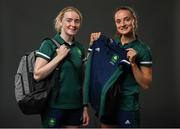 18 June 2021; Team Ireland rowers at the official announcement of the squad who will compete at the Tokyo 2020 Olympics. The rowing team was the first group of Team Ireland athletes to collect their kit bags ahead of the Games. Pictured are Aoife Casey, left, and Margaret Cremen. Photo by Seb Daly/Sportsfile