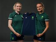18 June 2021; Team Ireland rowers at the official announcement of the squad who will compete at the Tokyo 2020 Olympics. The rowing team was the first group of Team Ireland athletes to collect their kit bags ahead of the Games. Pictured are Aoife Casey, left, and Margaret Cremen. Photo by Seb Daly/Sportsfile