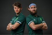 18 June 2021; Team Ireland rowers at the official announcement of the squad who will compete at the Tokyo 2020 Olympics. The rowing team was the first group of Team Ireland athletes to collect their kit bags ahead of the Games. Pictured are Fintan McCarthy, left, and Paul O'Donovan. Photo by Seb Daly/Sportsfile