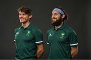 18 June 2021; Team Ireland rowers at the official announcement of the squad who will compete at the Tokyo 2020 Olympics. The rowing team was the first group of Team Ireland athletes to collect their kit bags ahead of the Games. Pictured are Fintan McCarthy, left, and Paul O'Donovan. Photo by Seb Daly/Sportsfile