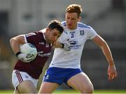 13 June 2021; Dessie Conneely of Galway in action against Kieran Duffy of Monaghan during the Allianz Football League Division 1 Relegation play-off match between Monaghan and Galway at St. Tiernach’s Park in Clones, Monaghan. Photo by Ray McManus/Sportsfile