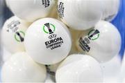 15 June 2021; A general view of the draw balls ahead of the UEFA Europa Conference League 2021/22 First Qualifying Round Draw at the UEFA headquarters in Nyon, Switzerland. Photo by Richard Juilliart / UEFA via Sportsfile