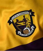 15 June 2021; The Wexford crest is seen during a Wexford hurling squad portraits session at Wexford GAA Centre of Excellence in Ferns, Wexford.  Photo by David Fitzgerald/Sportsfile