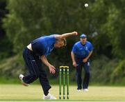 18 June 2021; David O'Halloran of Leinster Lightning bowls during the Cricket Ireland InterProvincial Trophy 2021 match between Leinster Lightning and Munster Reds at Pembroke Cricket Club in Dublin. Photo by Matt Browne/Sportsfile