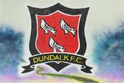 11 June 2021; The Dundalk logo painted on a wall near the pitch before the SSE Airtricity League Premier Division match between Dundalk and Waterford at Oriel Park in Dundalk, Louth. Photo by Piaras Ó Mídheach/Sportsfile