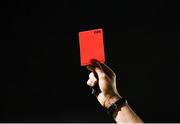 30 April 2021; Referee Oliver Moran shows the red card during the SSE Airtricity League First Division match between Shelbourne and Treaty United at Tolka Park in Dublin. Photo by Piaras Ó Mídheach/Sportsfile