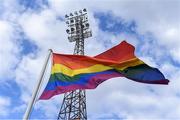 18 June 2021; A pride flag flying inside the ground before the SSE Airtricity League Premier Division match between Bohemians and Drogheda United at Dalymount Park in Dublin. Photo by Piaras Ó Mídheach/Sportsfile