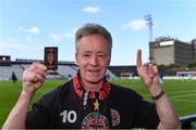 18 June 2021; Bohemians supporter Dougie Bolger, from Glasnevin, who was the first supporter to gain entry to the ground for the SSE Airtricity League Premier Division match between Bohemians and Drogheda United at Dalymount Park in Dublin. Photo by Piaras Ó Mídheach/Sportsfile
