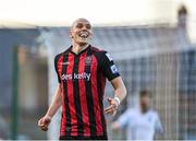 18 June 2021; Georgie Kelly of Bohemians celebrates scoring his side's fourth goal, and his hat-trick, during the SSE Airtricity League Premier Division match between Bohemians and Drogheda United at Dalymount Park in Dublin. Photo by Piaras Ó Mídheach/Sportsfile