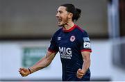 18 June 2021; Ronan Coughlan of St Patrick's Athletic celebrates after scoring his side's second goal during the SSE Airtricity League Premier Division match between St Patrick's Athletic and Sligo Rovers at Richmond Park in Dublin. Photo by Harry Murphy/Sportsfile