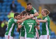 18 June 2021; Cork City players celebrate their second goal scored by Jack Baxter during the SSE Airtricity League First Division match between Athlone Town and Cork City at Athlone Town Stadium in Athlone, Westmeath. Photo by Ramsey Cardy/Sportsfile