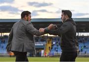18 June 2021; Shamrock Rovers manager Stephen Bradley, right, and Waterford manager Marc Bircham after the SSE Airtricity League Premier Division match between Waterford and Shamrock Rovers at the RSC in Waterford. Photo by Seb Daly/Sportsfile