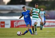 18 June 2021; Danny Mandroiu of Shamrock Rovers in action against Niall O'Keeffe of Waterford during the SSE Airtricity League Premier Division match between Waterford and Shamrock Rovers at the RSC in Waterford. Photo by Seb Daly/Sportsfile