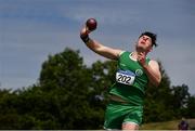 19 June 2021; Sam Vines of Cabinteely AC, Dublin, competing in the Junior Men's Shot Put    during day one of the Irish Life Health Junior Championships & U23 Specific Events at Morton Stadium in Santry, Dublin. Photo by Sam Barnes/Sportsfile