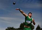 19 June 2021; Sam Vines of Cabinteely AC, Dublin, competing in the Junior Men's Shot Put during day one of the Irish Life Health Junior Championships & U23 Specific Events at Morton Stadium in Santry, Dublin. Photo by Sam Barnes/Sportsfile