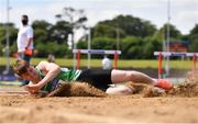19 June 2021; Evan O'Toole of St Josephs AC, Kilkenny, competing in the Junior Men's Triple Jump during day one of the Irish Life Health Junior Championships & U23 Specific Events at Morton Stadium in Santry, Dublin. Photo by Sam Barnes/Sportsfile
