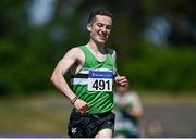19 June 2021; Conor Maguire of Monaghan Phoenix AC, Monaghan, celebrates winning the Under 23 Men's 5000m during day one of the Irish Life Health Junior Championships & U23 Specific Events at Morton Stadium in Santry, Dublin. Photo by Sam Barnes/Sportsfile