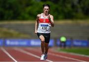 19 June 2021; Robert Mc Donnell of Galway City Harriers AC, Galway, on his way to winning the Junior Men's 200m during day one of the Irish Life Health Junior Championships & U23 Specific Events at Morton Stadium in Santry, Dublin. Photo by Sam Barnes/Sportsfile