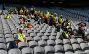 19 June 2021; Croke Park Stewards arrive for a pre-game meeting in advance of them taking their positions before the Allianz Football League Division 3 Final match between Derry and Offaly at Croke Park in Dublin. Photo by Ray McManus/Sportsfile