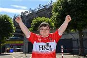 19 June 2021; Derry supporter Sorcha Moran, age 14, from South Derry before the Allianz Football League Division 3 Final match between Derry and Offaly at Croke Park in Dublin. Photo by Piaras Ó Mídheach/Sportsfile