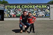 19 June 2021; Derry supporters Michael O'Kane and his son Anraí, age 7, from Swatragh in Derry, before the Allianz Football League Division 3 Final match between Derry and Offaly at Croke Park in Dublin. Photo by Piaras Ó Mídheach/Sportsfile