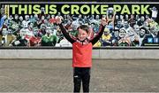19 June 2021; Derry supporter Anraí O'Kane, age 7, from Swatragh in Derry, before the Allianz Football League Division 3 Final match between Derry and Offaly at Croke Park in Dublin. Photo by Piaras Ó Mídheach/Sportsfile