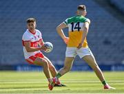 19 June 2021; Conor Doherty of Derry in action against Cian Farrell of Offaly during the Allianz Football League Division 3 Final match between Derry and Offaly at Croke Park in Dublin. Photo by Piaras Ó Mídheach/Sportsfile
