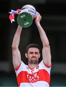 19 June 2021; Derry captain Christopher McKaigue lifts the cup after the Allianz Football League Division 3 Final match between between Derry and Offaly at Croke Park in Dublin. Photo by Piaras Ó Mídheach/Sportsfile