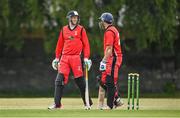 19 June 2021; Munster Reds' Greg Ford, left, and Matt Ford during the Cricket Ireland InterProvincial Trophy 2021 match between between Munster Reds and North West Warriors at Pembroke Cricket Club in Dublin. Photo by Seb Daly/Sportsfile