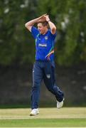 19 June 2021; Craig Young of North West Warriors reacts during the Cricket Ireland InterProvincial Trophy 2021 match between between Munster Reds and North West Warriors at Pembroke Cricket Club in Dublin. Photo by Seb Daly/Sportsfile
