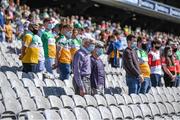 19 June 2021; Supporters stand for the playing of Amhrán na bhFiann before the Allianz Football League Division 3 Final match between between Derry and Offaly at Croke Park in Dublin. Photo by Piaras Ó Mídheach/Sportsfile