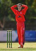 19 June 2021; Mike Frost of Munster Reds reacts during the Cricket Ireland InterProvincial Trophy 2021 match between between Munster Reds and North West Warriors at Pembroke Cricket Club in Dublin. Photo by Seb Daly/Sportsfile