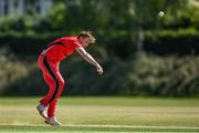 19 June 2021; Josh Manley of Munster Reds during the Cricket Ireland InterProvincial Trophy 2021 match between between Munster Reds and North West Warriors at Pembroke Cricket Club in Dublin. Photo by Seb Daly/Sportsfile