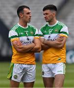 19 June 2021; Colm Doyle, left, and Ruairí McNamee of Offaly after the Allianz Football League Division 3 Final match between between Derry and Offaly at Croke Park in Dublin. Photo by Ray McManus/Sportsfile