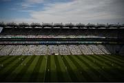 19 June 2021; A general view of supporters, in the Cusack Stand, as the game continues on the pitch during the Allianz Football League Division 3 Final match between between Derry and Offaly at Croke Park in Dublin. Photo by Ray McManus/Sportsfile