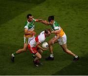19 June 2021; Padraig Cassidy of Derry in action against Colm Doyle, left, and James Lalor of Offaly during the Allianz Football League Division 3 Final match between between Derry and Offaly at Croke Park in Dublin. Photo by Ray McManus/Sportsfile