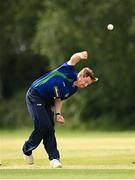 20 June 2021; Craig Young of North West Warriors bowls during the Cricket Ireland InterProvincial Trophy 2021 match between Leinster Lightning and North West Warriors at Pembroke Cricket Club in Dublin. Photo by Harry Murphy/Sportsfile