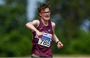 20 June 2021; Matthew Glennon of Mullingar Harriers AC, Westmeath, celebrates after winning the Junior Men's 5km Walk during day two of the Irish Life Health Junior Championships & U23 Specific Events at Morton Stadium in Santry, Dublin. Photo by Sam Barnes/Sportsfile