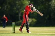 20 June 2021; Jack Carty of Munster Reds bats during the Cricket Ireland InterProvincial Trophy 2021 match between Northern Knights and Munster Reds at Pembroke Cricket Club in Dublin. Photo by Harry Murphy/Sportsfile