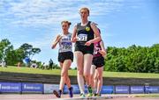 20 June 2021; Emily Machugh of Naas AC, Kildare, right, on her way winning the Junior Women's 3k Walk, ahead of Ruth Monaghan of Sligo AC, left, during day two of the Irish Life Health Junior Championships & U23 Specific Events at Morton Stadium in Santry, Dublin. Photo by Sam Barnes/Sportsfile